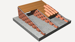 Painel cerâmico e muretes sobre laje de betão (não incluída neste preço)
